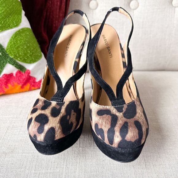 Marco Santi Black Leopard Platform Heels Size 7.5 - Picture 3 of 12